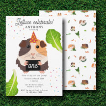 Cute Funny Guinea Pigs Pet Kids Birthday Party
