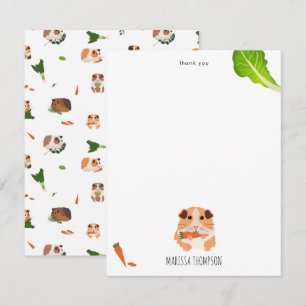 Cute Funny Guinea Pigs Pet Pattern Kids Thank You Card