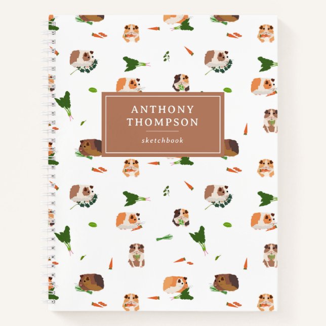 Cute Funny Guinea Pigs Pet Pattern Sketchbook Notebook (Front)
