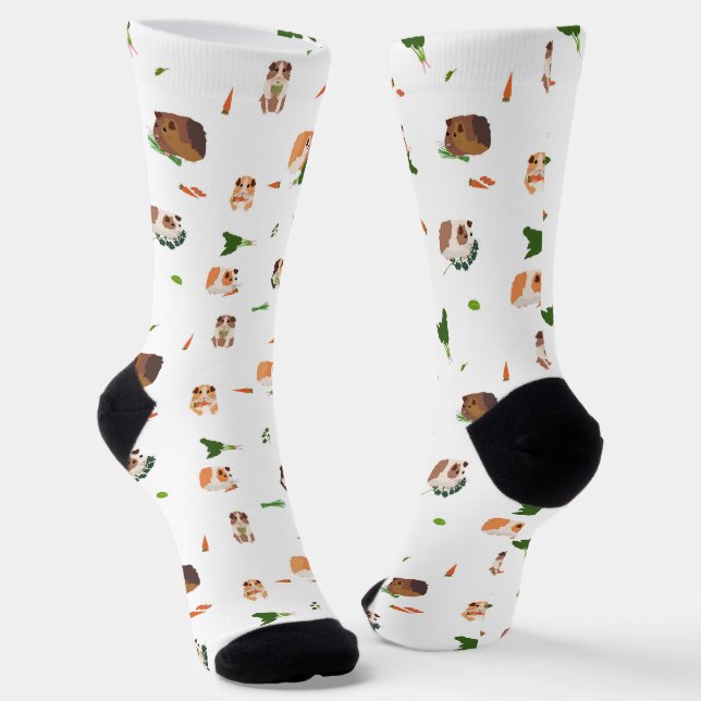 Cute Funny Guinea Pigs Pet Pattern Socks (Angled)