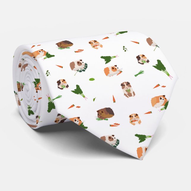 Cute Funny Guinea Pigs Pet Pattern Tie (Rolled)
