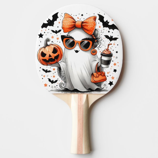Cute Funny Halloween Ghost Ping Pong Paddle (Front)