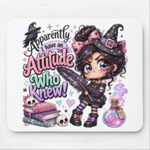 CUTE FUNNY HALLOWEEN GIRL WITH FUNNY SAYING MOUSE MAT