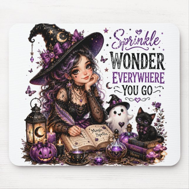 CUTE FUNNY HALLOWEEN GIRL WITH FUNNY SAYING MOUSE MAT (Front)