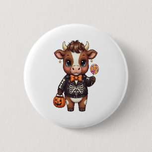 Cute Funny Halloween Highland Cow 6 Cm Round Badge