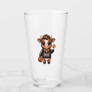 Cute Funny Halloween Highland Cow Glass