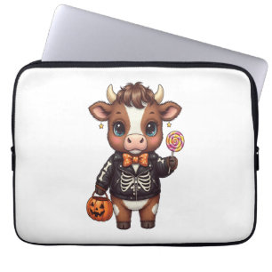 Cute Funny Halloween Highland Cow Laptop Sleeve