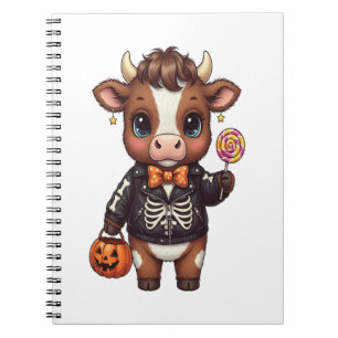 Cute Funny Halloween Highland Cow Notebook