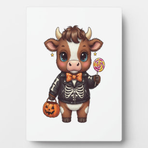 Cute Funny Halloween Highland Cow Plaque