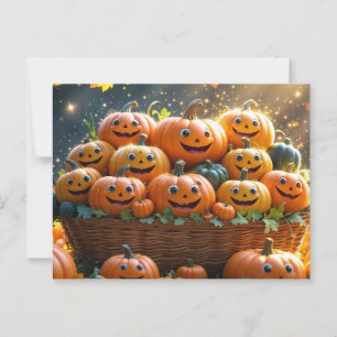 Cute Funny Halloween Thanksgiving Pumpkins Postcard