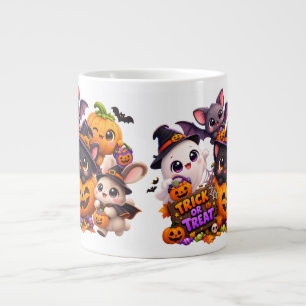 Cute Funny Halloween Trick or Treat Kawaii Friends Large Coffee Mug