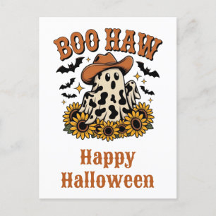 Cute Funny Halloween Western Country Cow Ghost Postcard