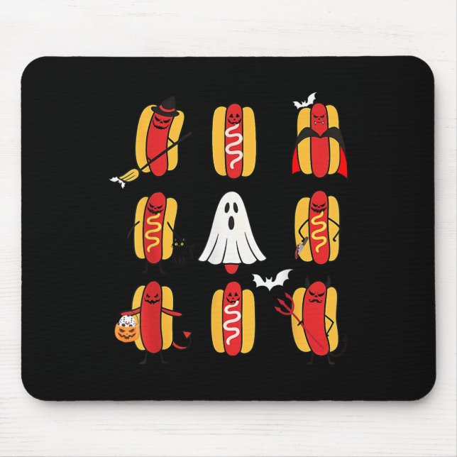 Cute Funny Halloweiners Hot Dog Ghosts Halloween C Mouse Mat (Front)