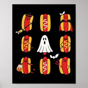 Cute Funny Halloweiners Hot Dog Ghosts Halloween C Poster