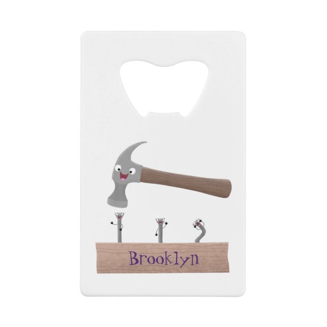 Cute, funny hammer and nails cartoon illustration (Front)