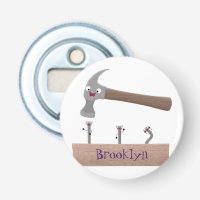 Cute, funny hammer and nails cartoon illustration