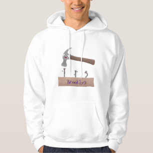 Cute, funny hammer and nails cartoon illustration hoodie