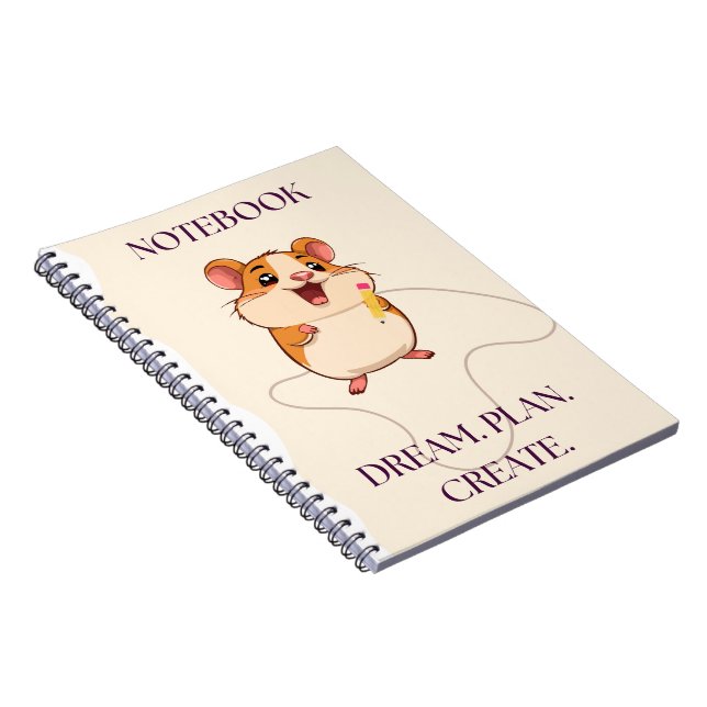 Cute Funny Hamster with Pencil – Smiling  notebook (Right Side)