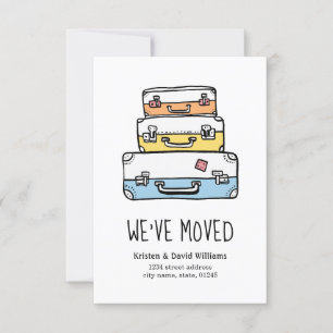 Cute Funny Hand Drawn Suitcase We've Moved Moving Announcement