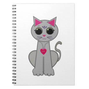 Cute Funny Happy Gray Cat Notebook