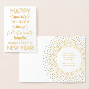 Cute Funny Happy New Year Hopeful Fresh Start Gold Foil Card