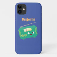 Cute funny happy retro radio cartoon