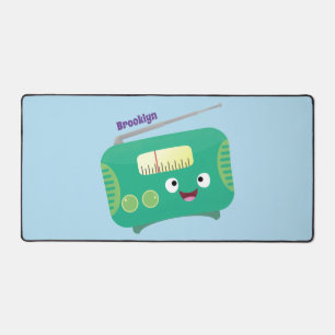 Cute funny happy retro radio cartoon desk mat