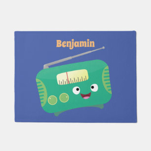 Cute funny happy retro radio cartoon  doormat