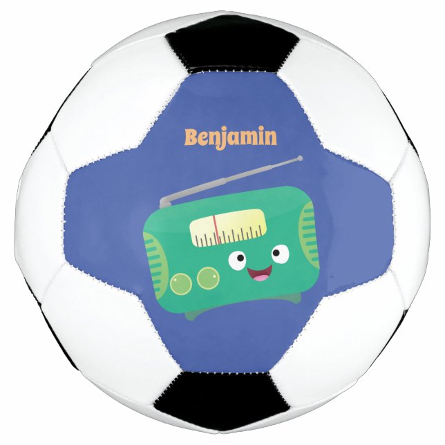 Cute funny happy retro radio cartoon football (Front)
