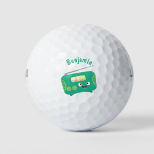 Cute funny happy retro radio cartoon  golf balls