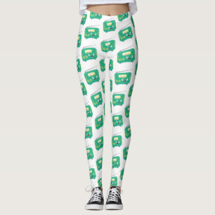 Cute funny happy retro radio cartoon leggings