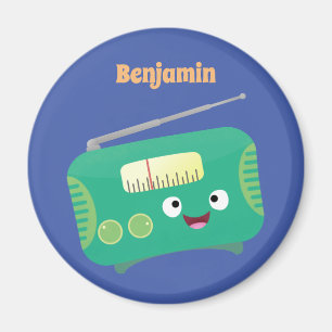 Cute funny happy retro radio cartoon  magnet