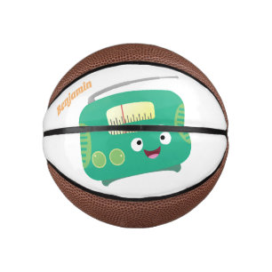 Cute funny happy retro radio cartoon mini basketball