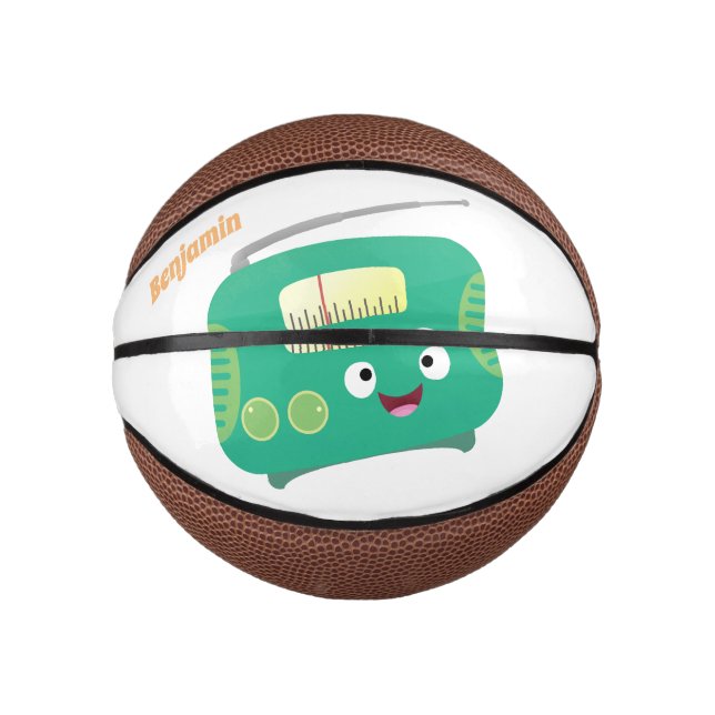 Cute funny happy retro radio cartoon mini basketball (Front)