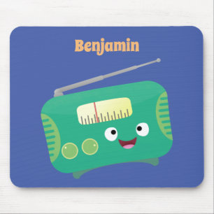 Cute funny happy retro radio cartoon mouse mat