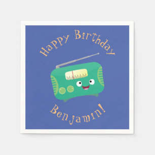 Cute funny happy retro radio cartoon napkin