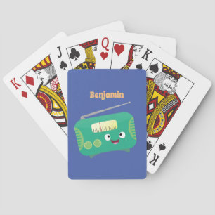 Cute funny happy retro radio cartoon playing cards