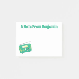 Cute funny happy retro radio cartoon post-it notes
