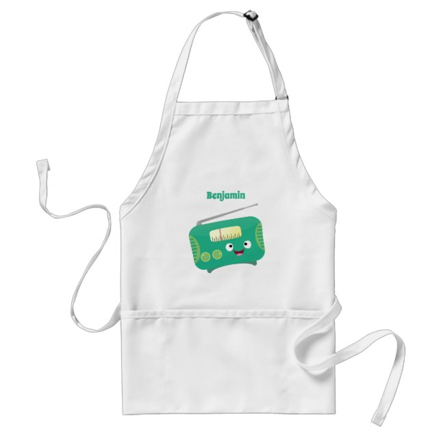 Cute funny happy retro radio cartoon  standard apron (Front)