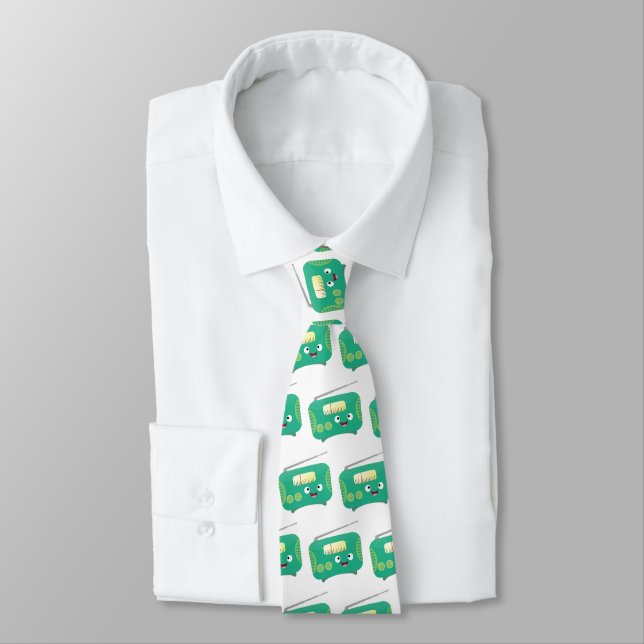 Cute funny happy retro radio cartoon  tie (Tied)
