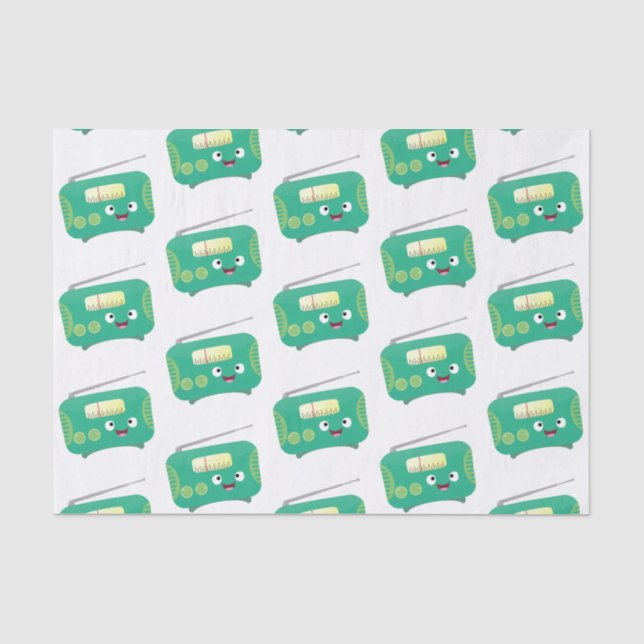 Cute funny happy retro radio cartoon tissue paper (Front)
