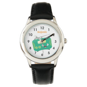 Cute funny happy retro radio cartoon watch