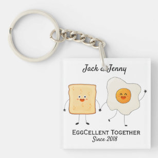 Cute Funny Happy Toast Eggcelent Together      Key Ring