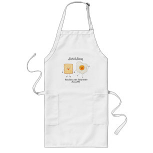 Cute Funny Happy Toast Eggcelent Together     Long Apron