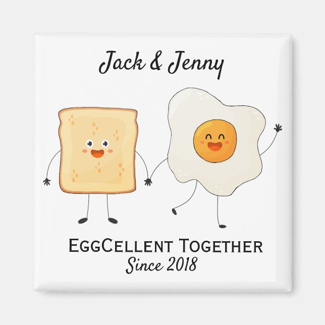 Cute Funny Happy Toast Eggcelent Together       Magnet (Front)