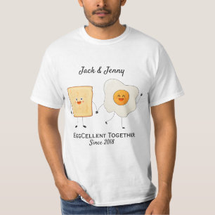 Cute Funny Happy Toast Eggcelent Together       T-Shirt