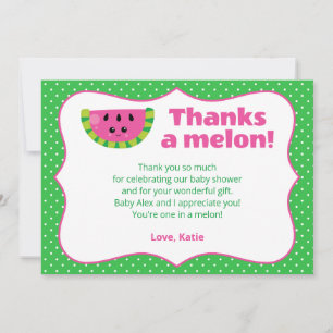 Cute Funny Happy Watermelon Thanks A Melon! Thank You Card