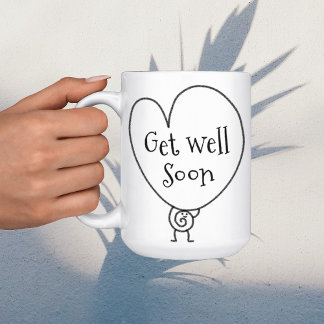 Cute Funny Heart Uplifting Character Get Well Soon Coffee Mug