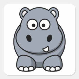 Cute Funny Hippo Square Sticker