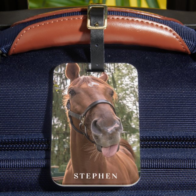 Cute Funny Horse Photograph  Luggage Tag (Front Insitu 2)